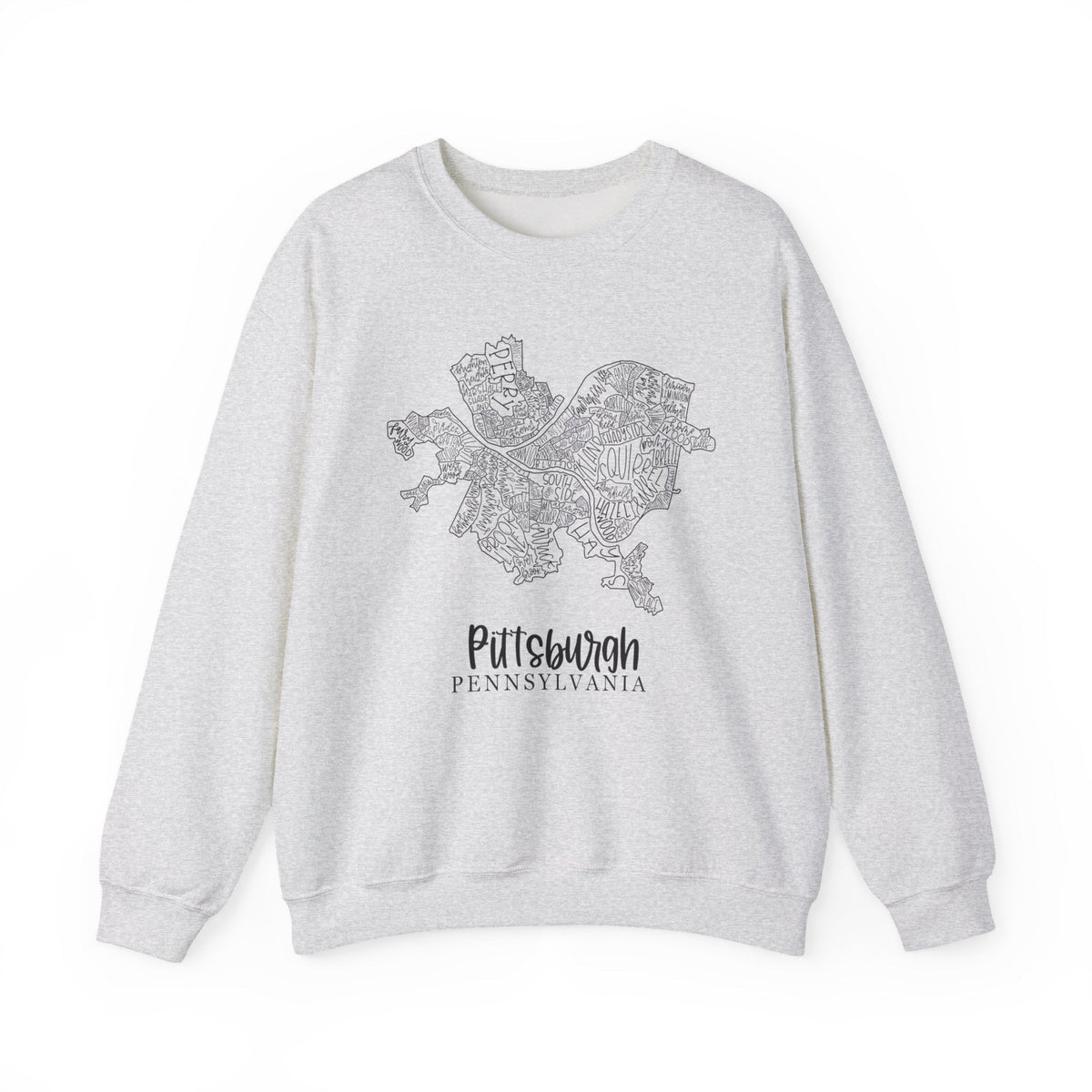 Pittsburgh Topo Word Map Graphic Gildan Heavy Blend™ Crewneck Sweatshirt