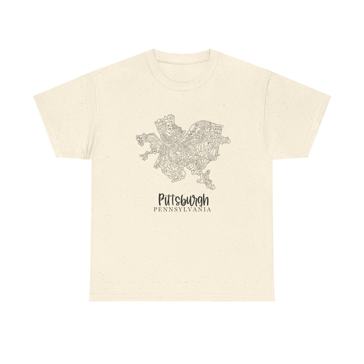 Pittsburgh Topo Word Map Graphic Gildan Unisex Heavy Cotton Tee
