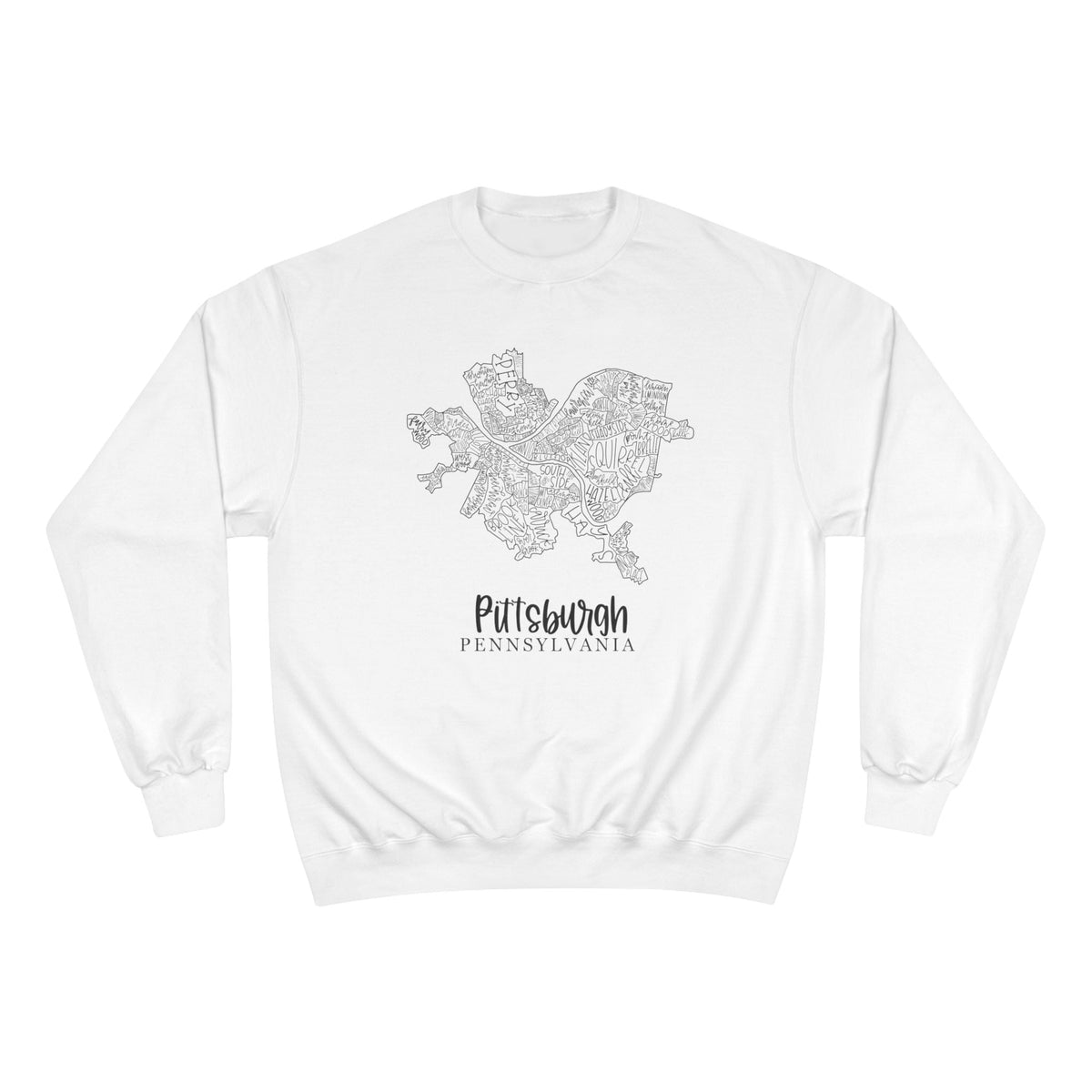 Pittsburgh Topo Word Map Graphic Premium Fit Champion Sweatshirt