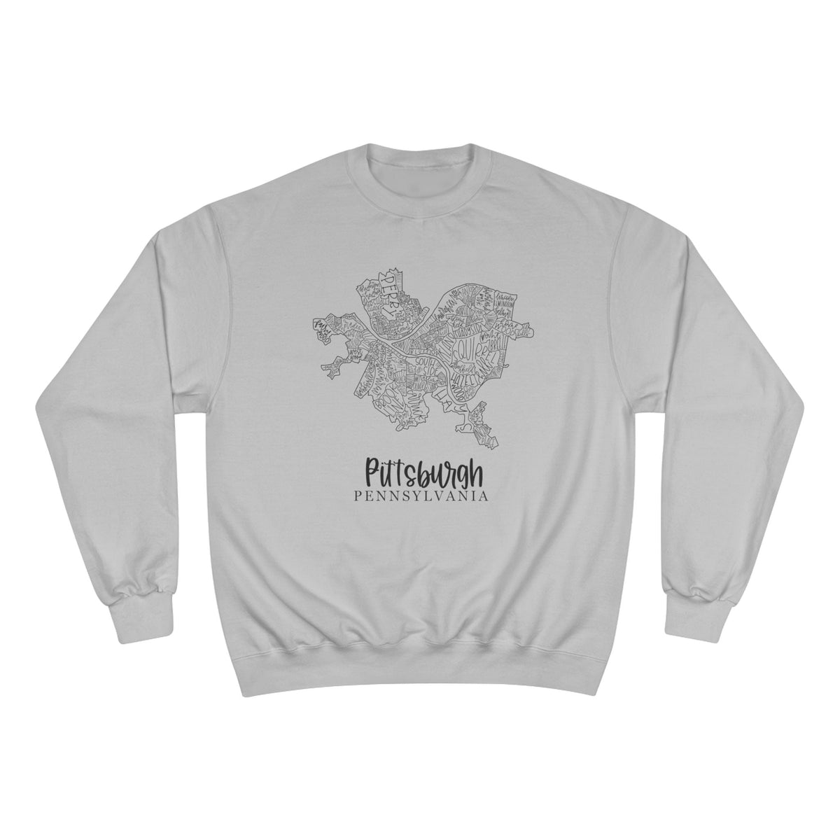 Pittsburgh Topo Word Map Graphic Premium Fit Champion Sweatshirt