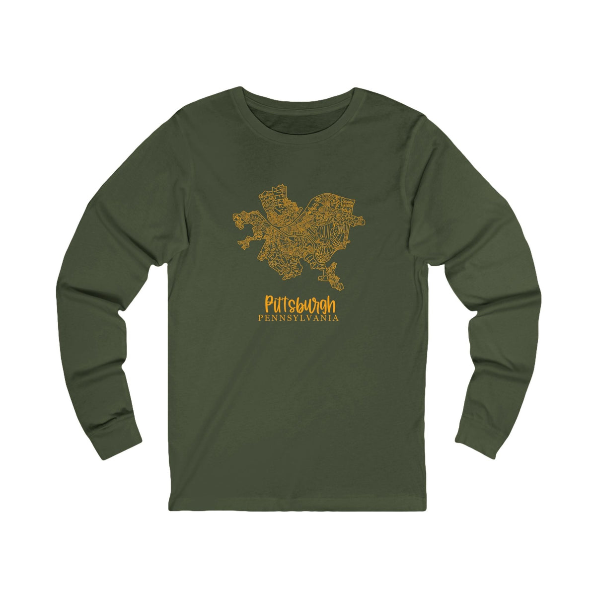 Pittsburgh Topo Word Map Graphic Premium Fit Long Sleeve T-shirt