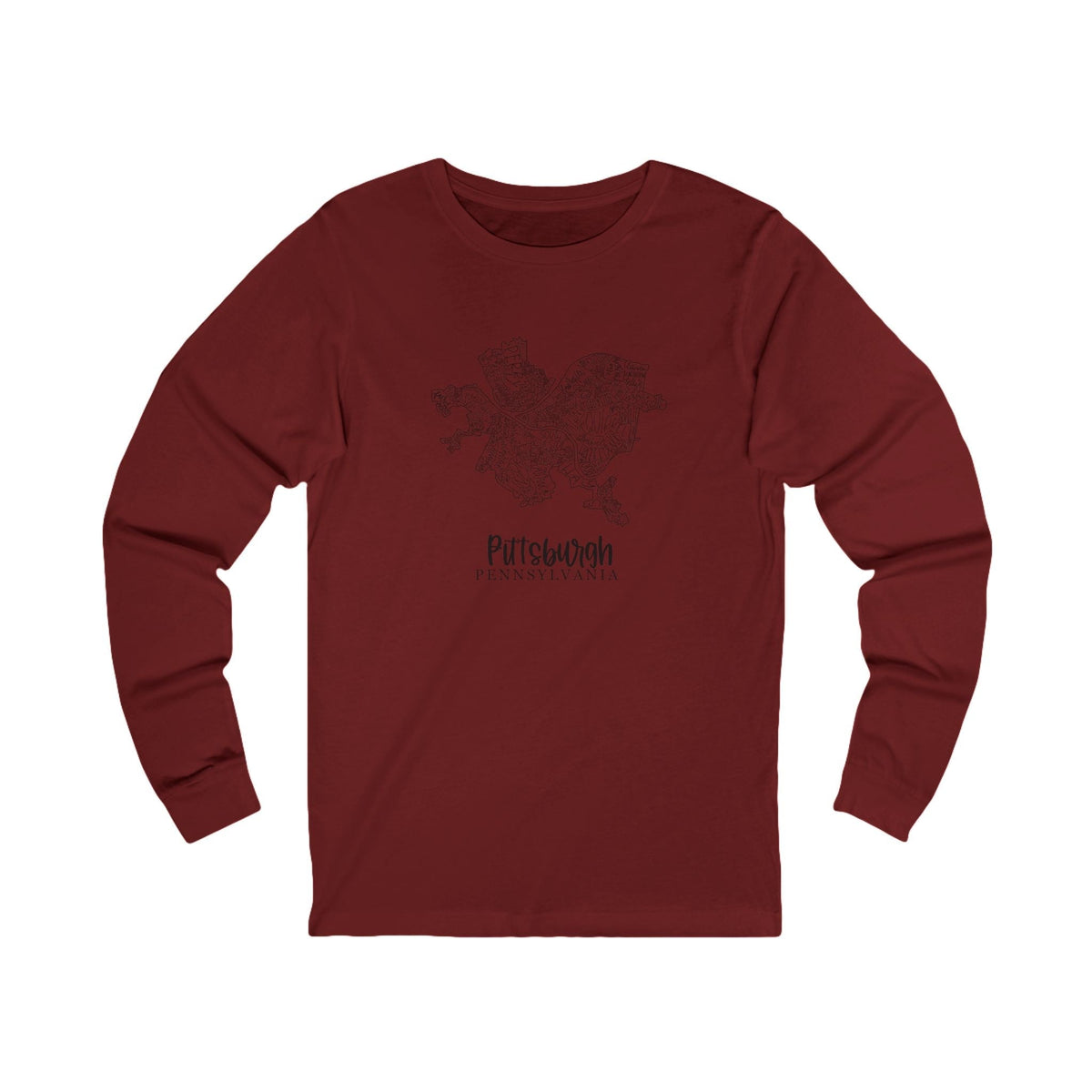 Pittsburgh Topo Word Map Graphic Premium Fit Long Sleeve T-shirt