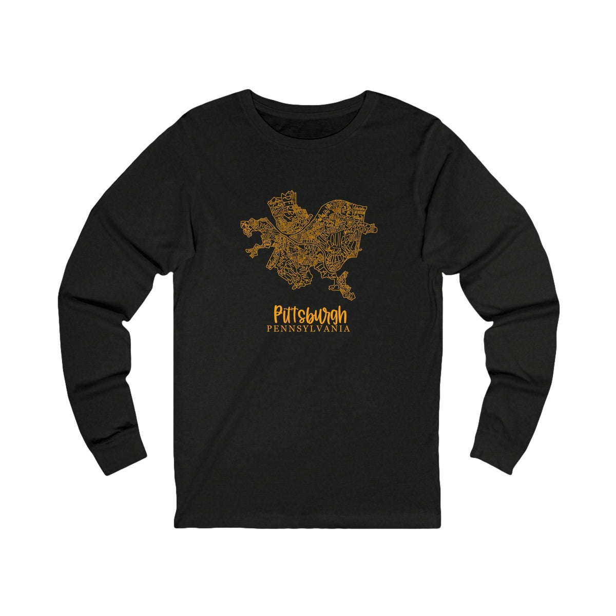 Pittsburgh Topo Word Map Graphic Premium Fit Long Sleeve T-shirt