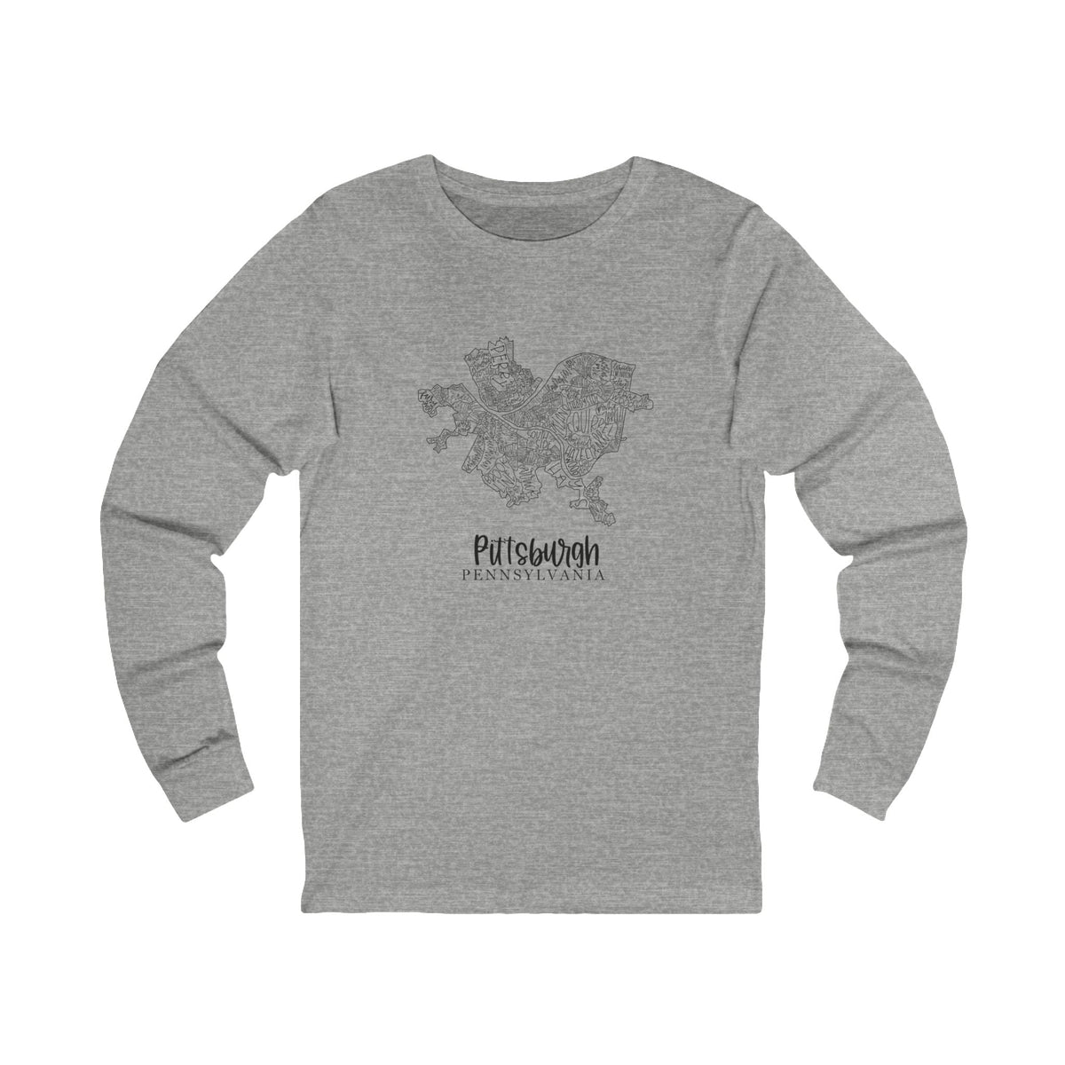 Pittsburgh Topo Word Map Graphic Premium Fit Long Sleeve T-shirt