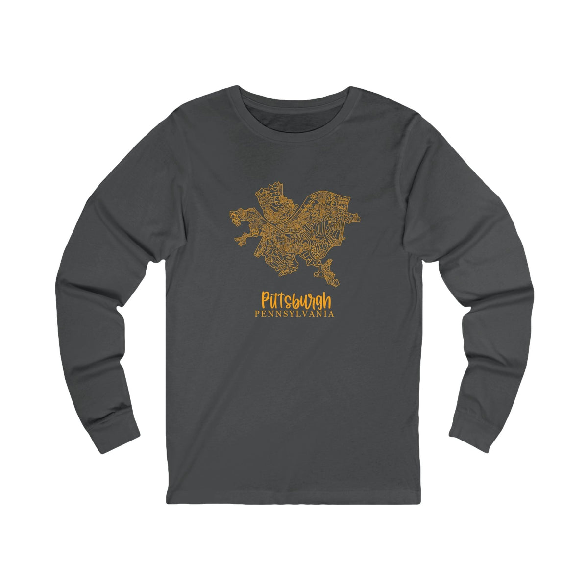 Pittsburgh Topo Word Map Graphic Premium Fit Long Sleeve T-shirt