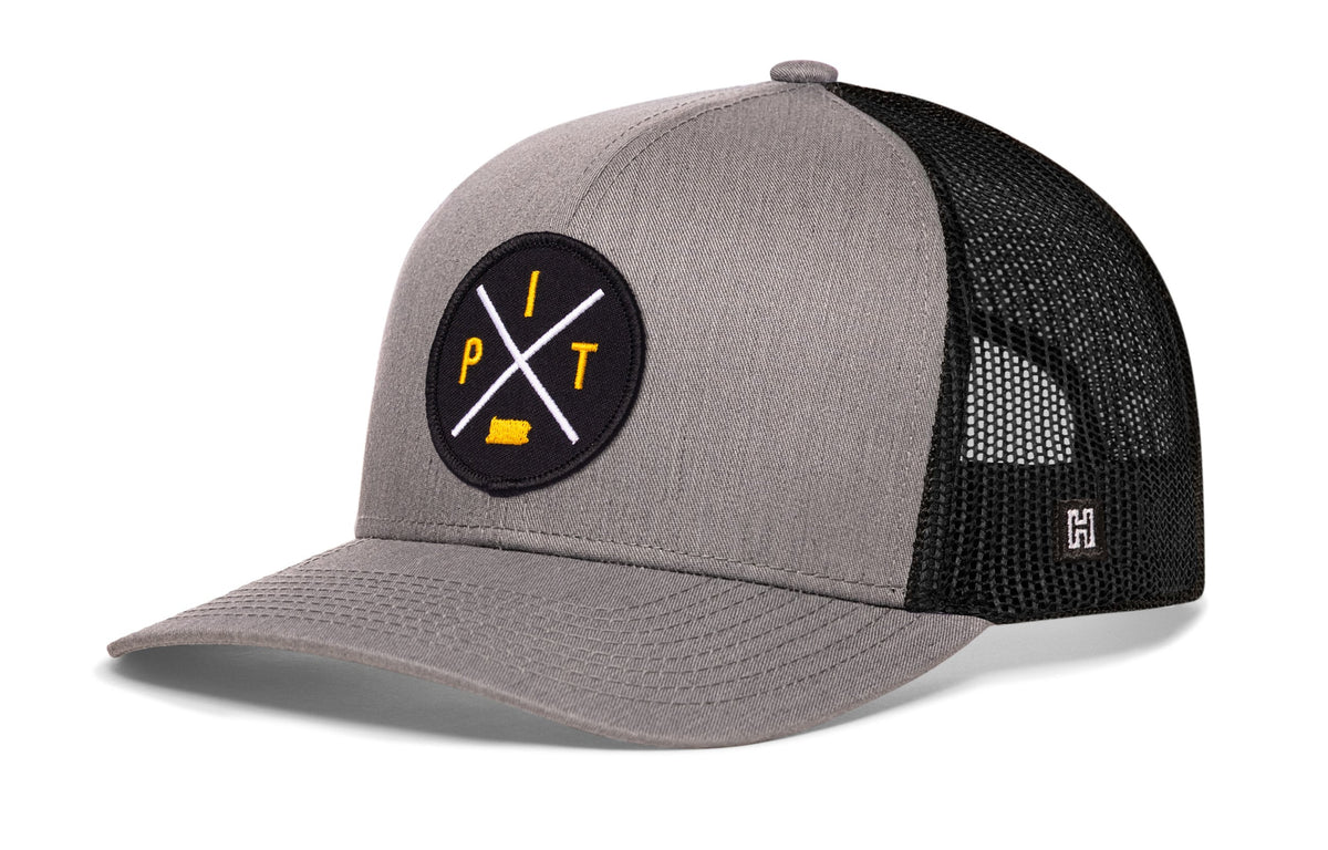 Pittsburgh Trucker Hat  |  Gold-White PIT X Snapback
