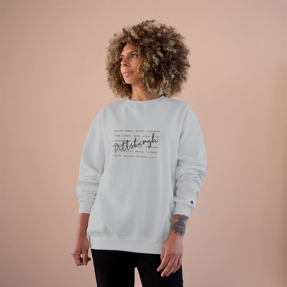 Pittsburgh Typography Word Art Champion S600 Sweatshirt