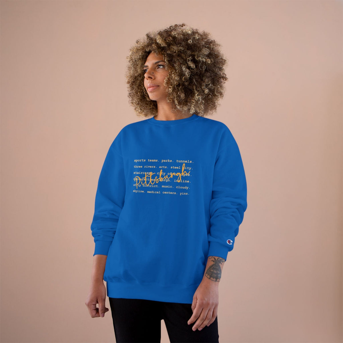 Pittsburgh Typography Word Art Champion S600 Sweatshirt