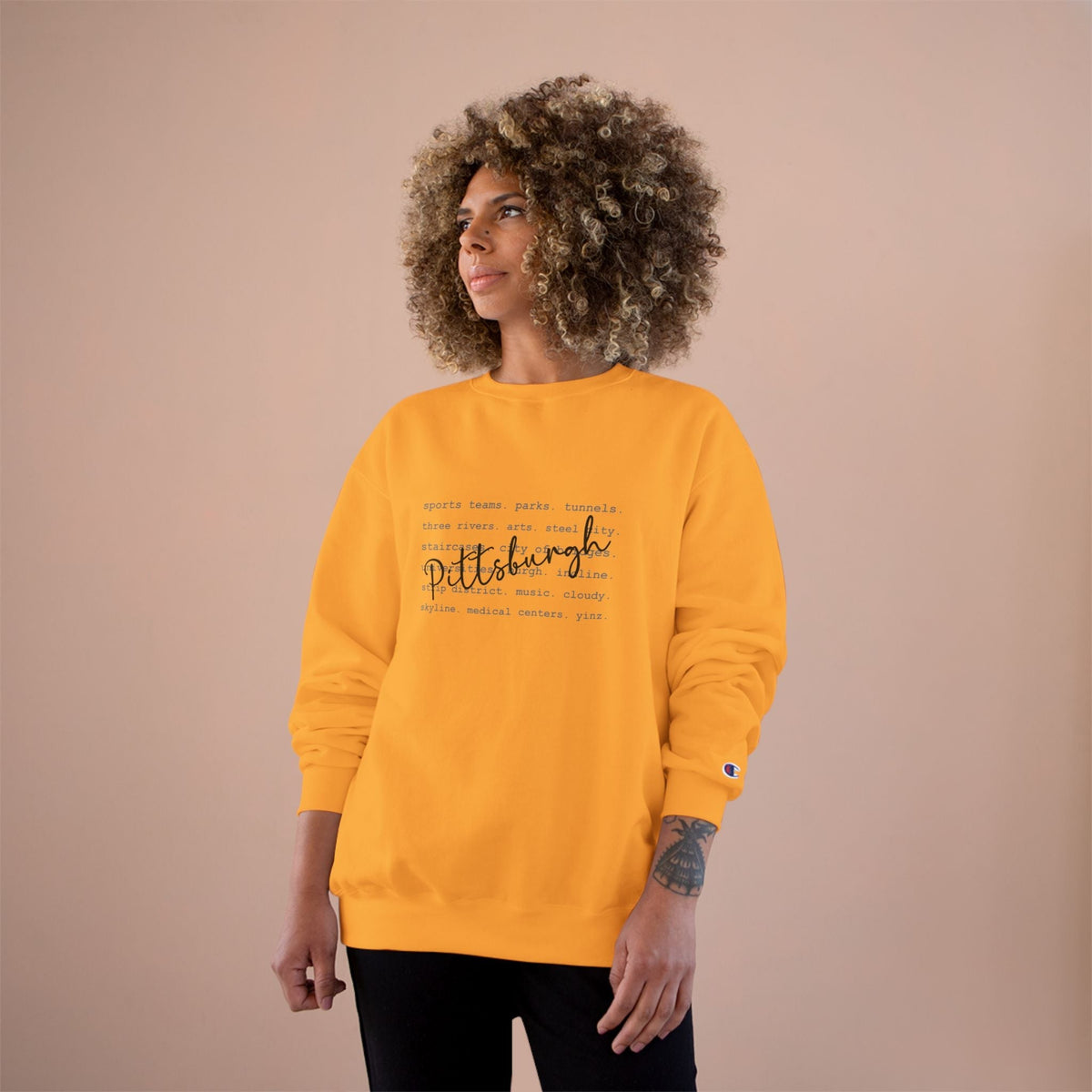 Pittsburgh Typography Word Art Champion S600 Sweatshirt