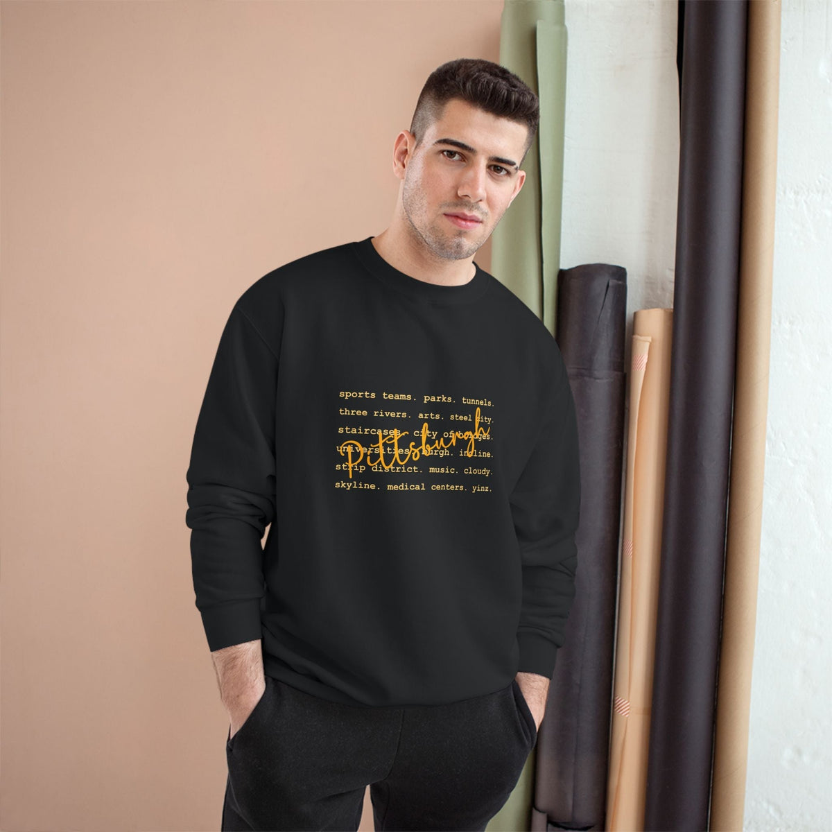 Pittsburgh Typography Word Art Champion S600 Sweatshirt
