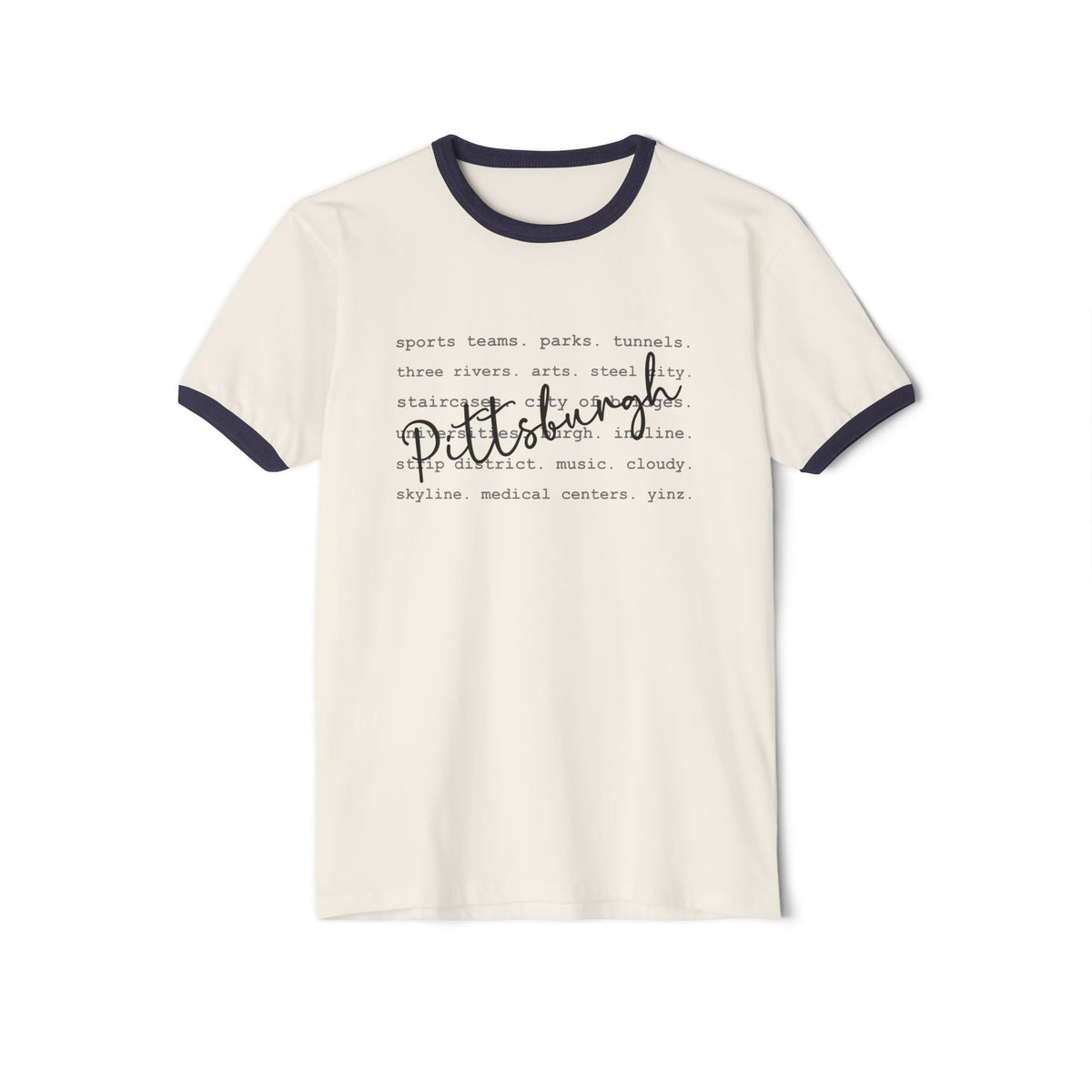 Pittsburgh Typography Word Art Cotton Ringer T-Shirt