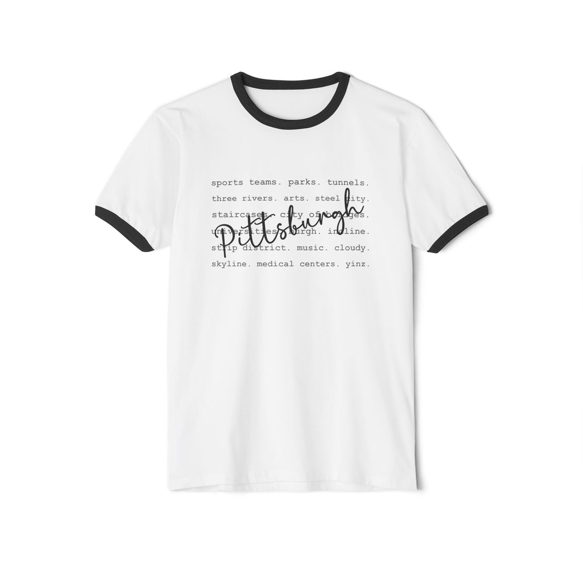 Pittsburgh Typography Word Art Cotton Ringer T-Shirt