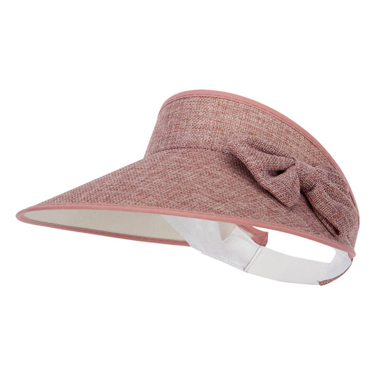 Women's Polyester Bow Accented Large Hard Brim Gardening Sun Visor