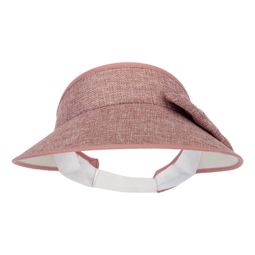 Women's Polyester Bow Accented Large Hard Brim Gardening Sun Visor