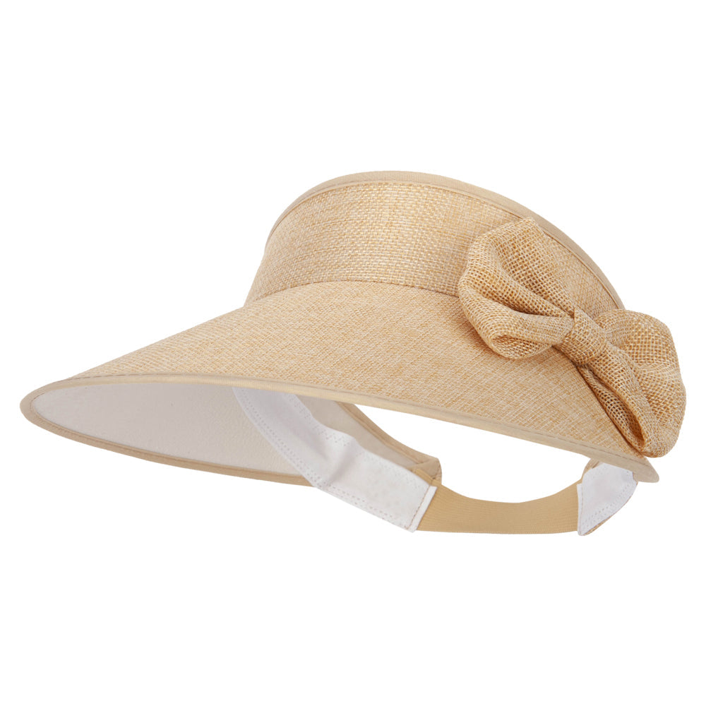 Women's Polyester Bow Accented Large Hard Brim Gardening Sun Visor