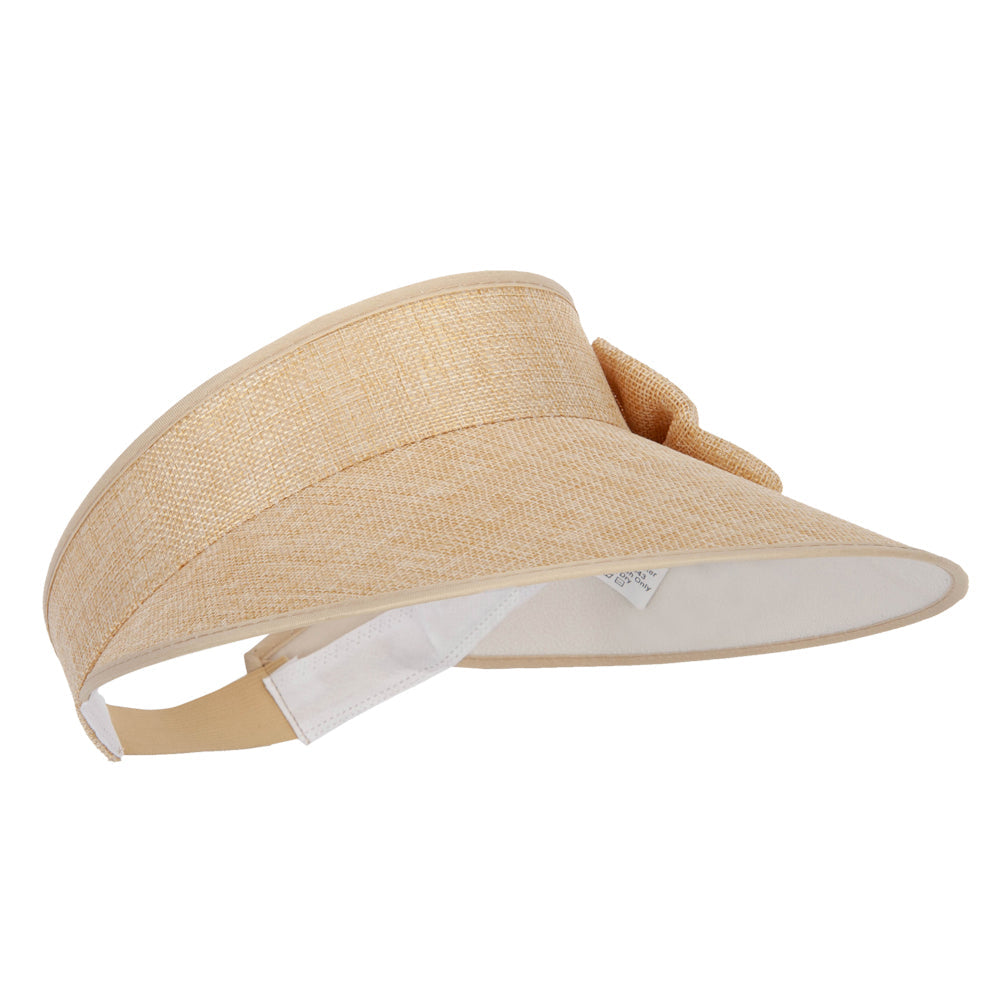 Women's Polyester Bow Accented Large Hard Brim Gardening Sun Visor
