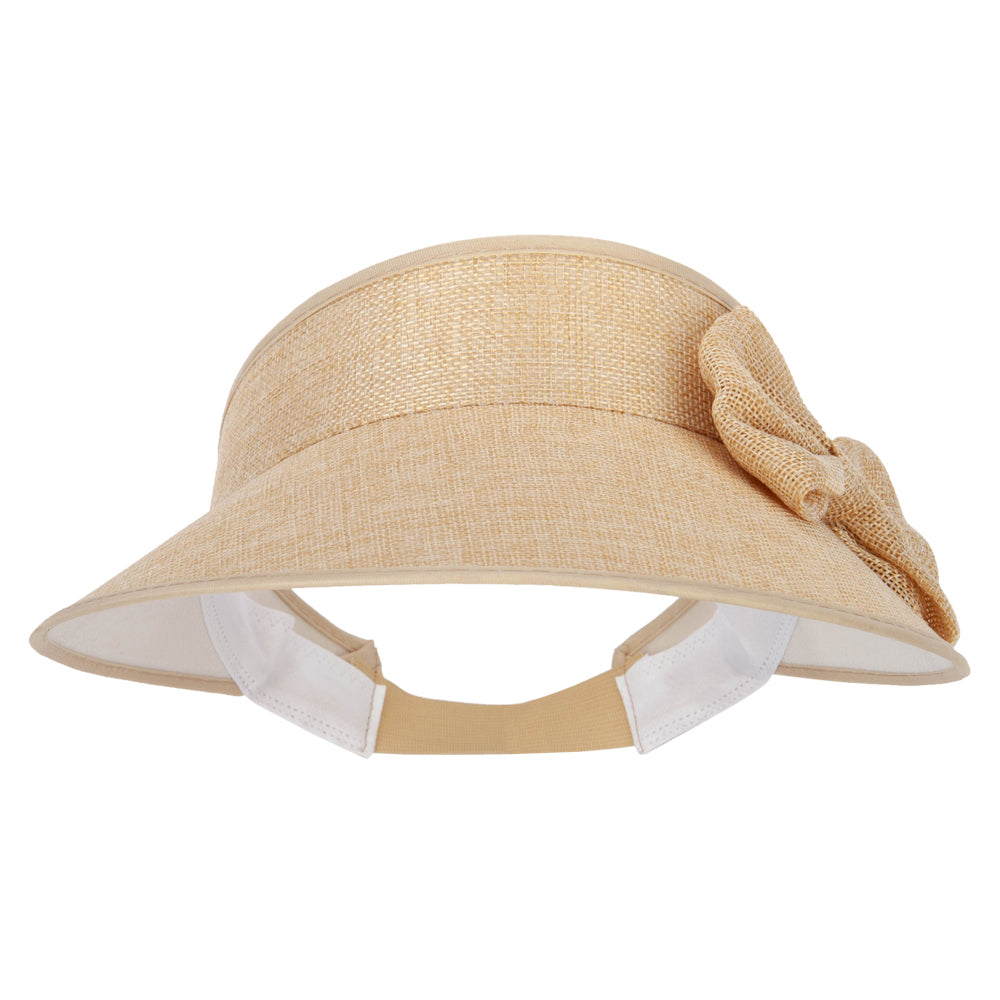 Women's Polyester Bow Accented Large Hard Brim Gardening Sun Visor
