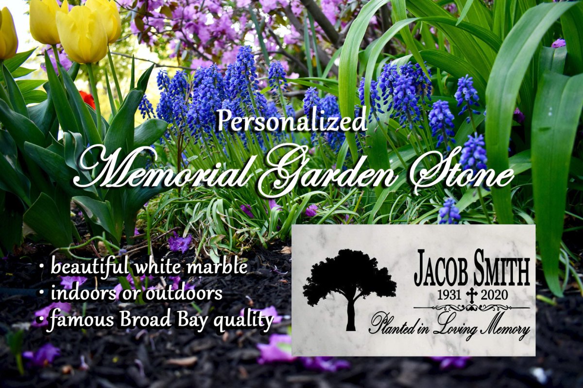 Planted in Loving Memory Memorial Plaque - Solid Marble - Loved One Remembrance Gift