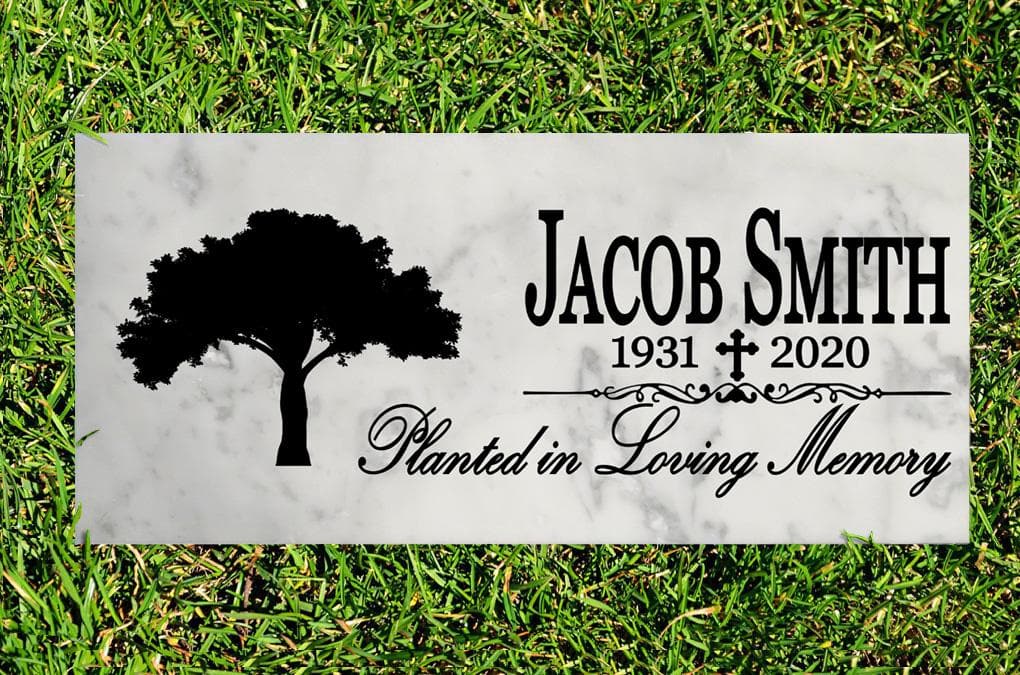 Planted in Loving Memory Memorial Plaque - Solid Marble - Loved One Remembrance Gift