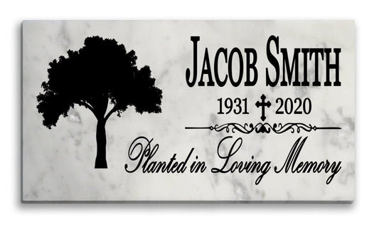 Planted in Loving Memory Memorial Plaque - Solid Marble - Loved One Remembrance Gift