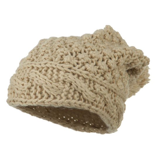 Women's Knit Pom Deep Beanie