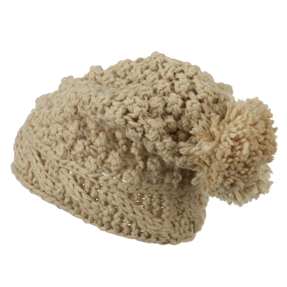 Women's Knit Pom Deep Beanie