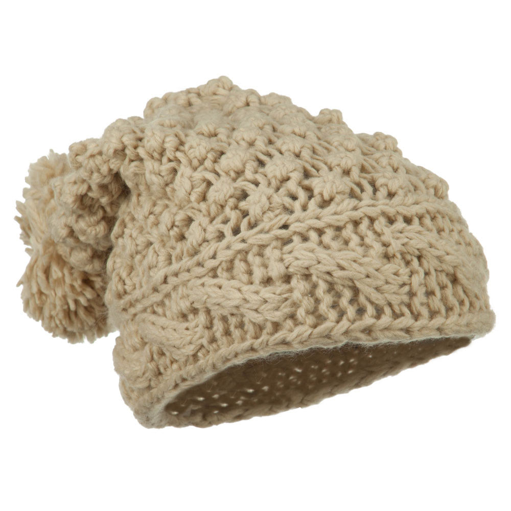 Women's Knit Pom Deep Beanie