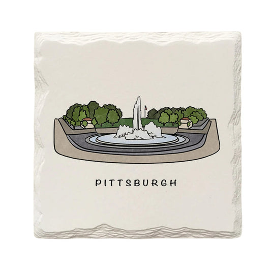 Point State Park Fountain Ceramic Drink Coaster by The Doodle Line