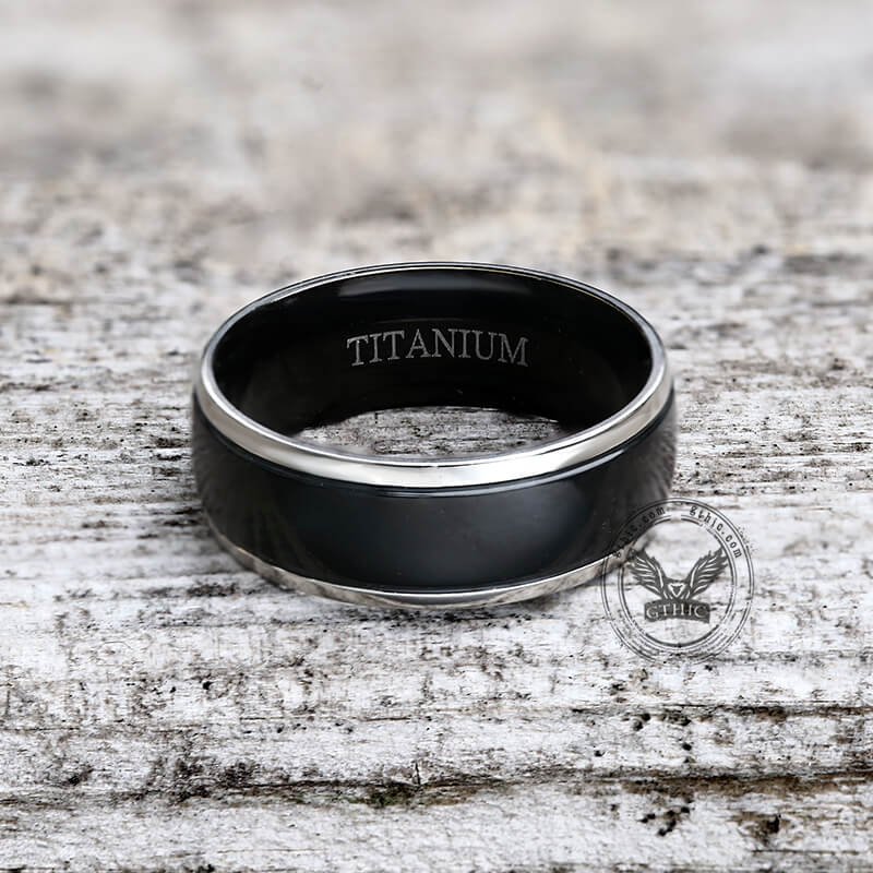 Polished Valknut Titanium Band Viking Ring