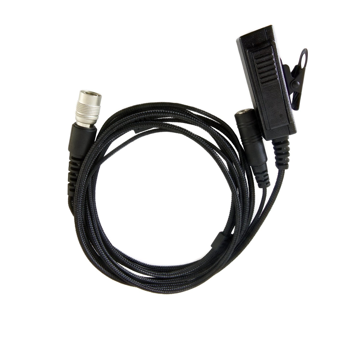 Braided Fiber Tactical Mic & Invisible Series Tubeless Earpiece Complete Kit w/ Quick Disconnect (Hirose) - Sonim XP5, XP5plus, XP5s, XP8, XP10, SoftBank