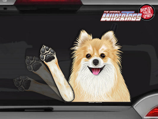 Pomeranian Dog Betty White Waving WiperTags