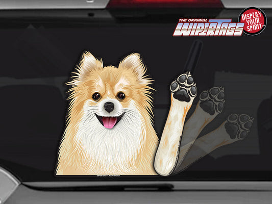 Pomeranian Dog Betty White Waving WiperTags