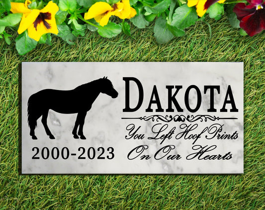 Standing Horse Memorial Plaque – Personalized Marble Tribute With Name & Dates