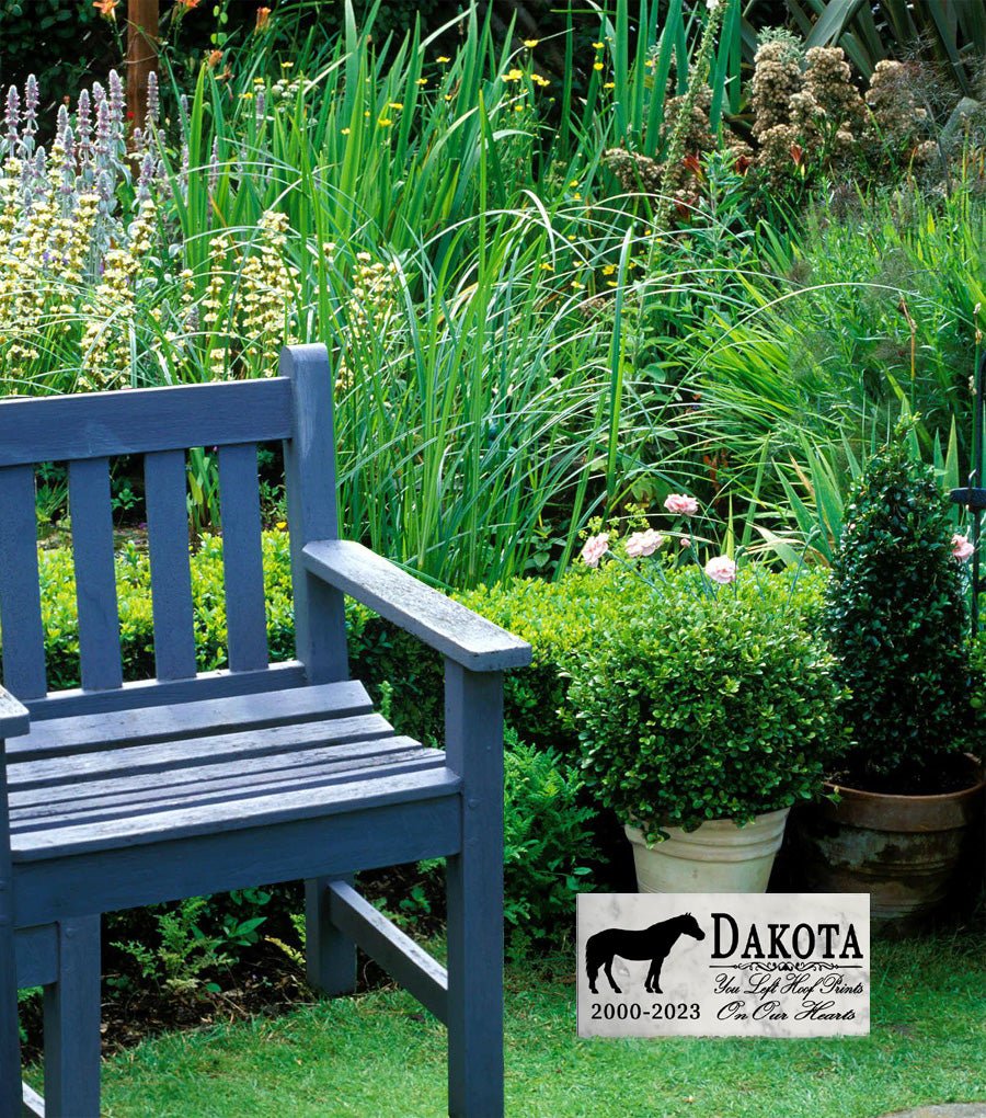 Standing Horse Memorial Plaque – Personalized Marble Tribute With Name & Dates