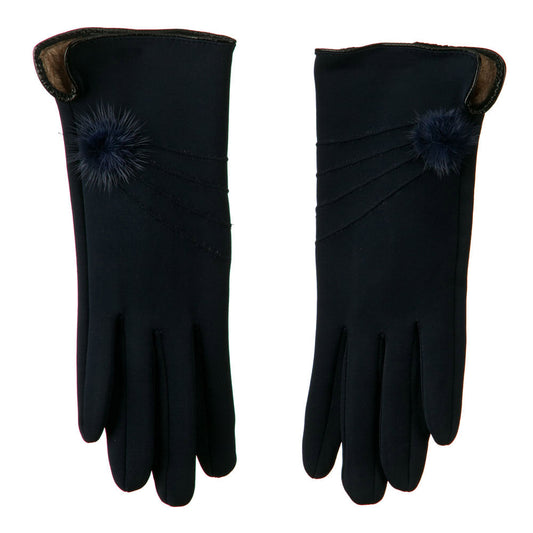Woman's Faux Fur Lined Pompom Accent Glove