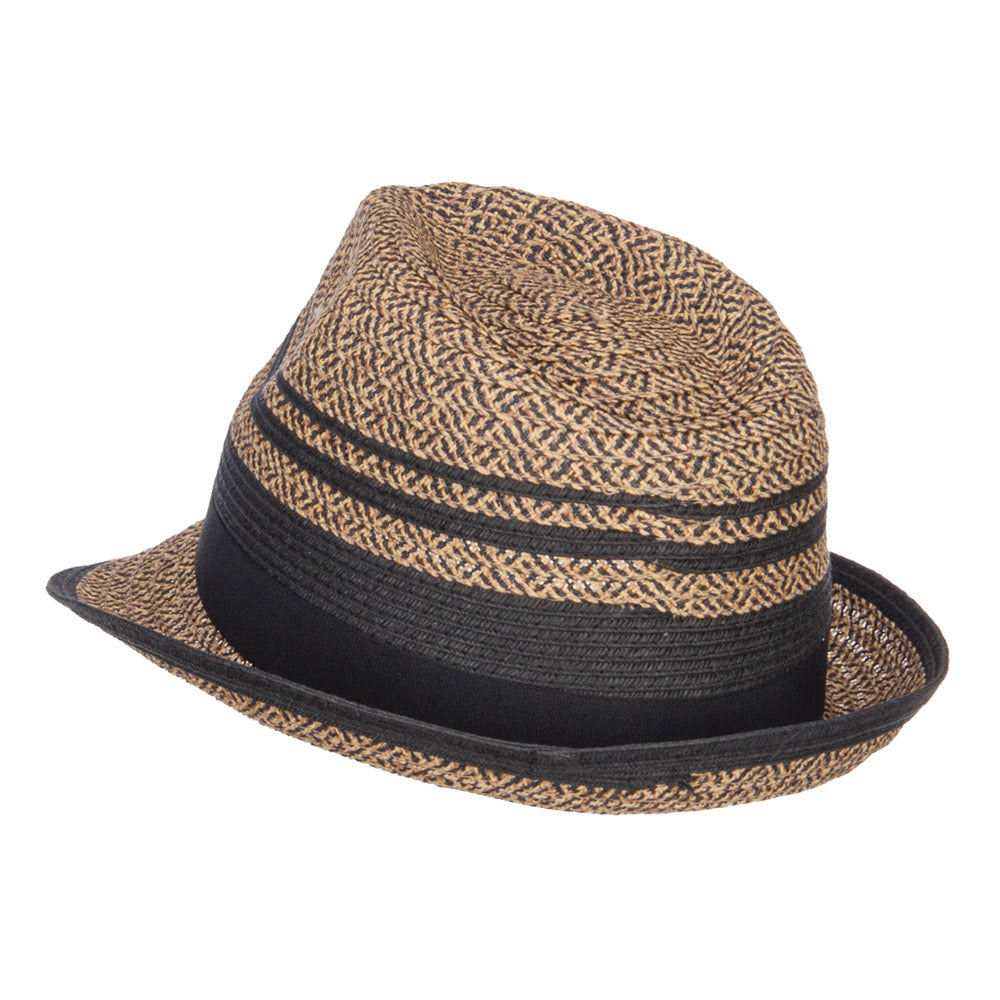 Striped Tweed Paper Braid Fedora