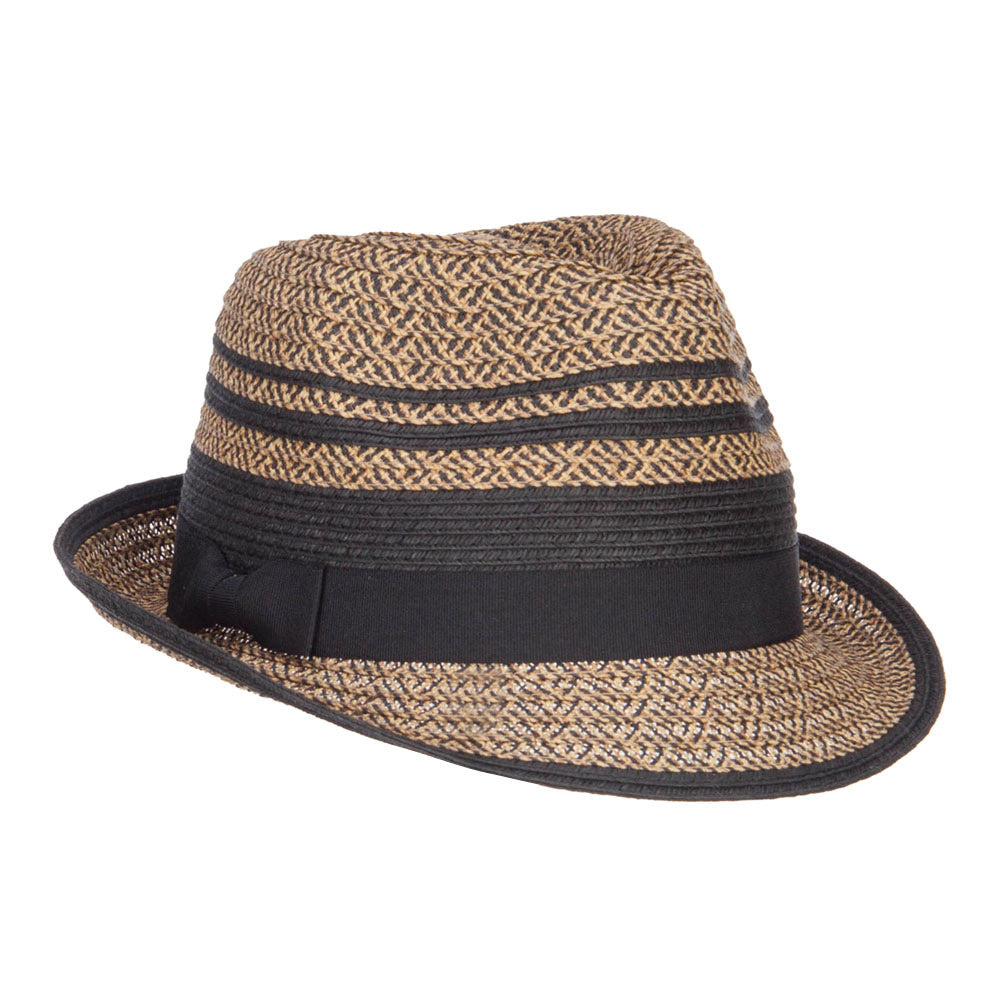 Striped Tweed Paper Braid Fedora
