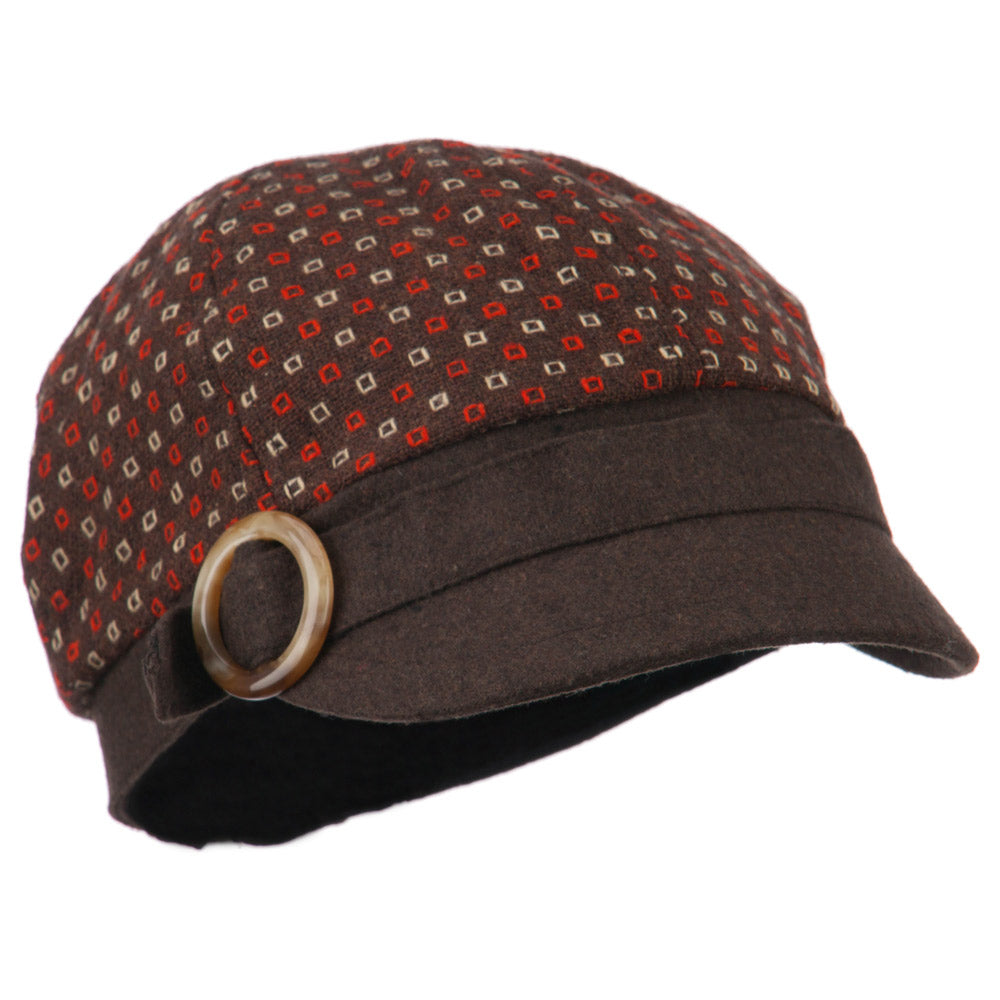 Muffy 6 Panel Round Buckle Cabbie Cap