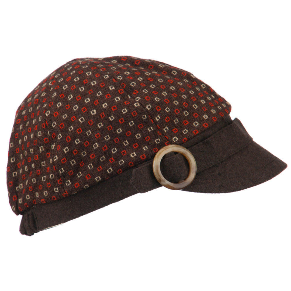 Muffy 6 Panel Round Buckle Cabbie Cap