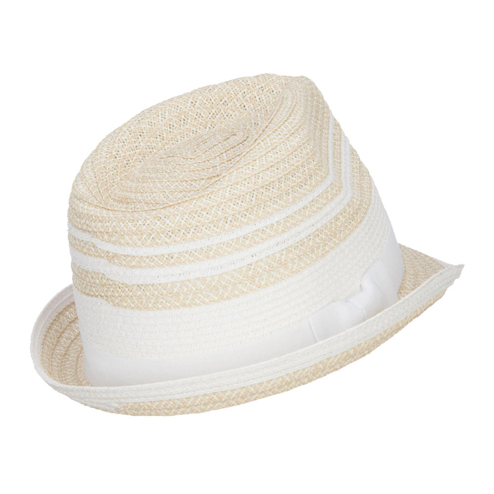 Striped Tweed Paper Braid Fedora