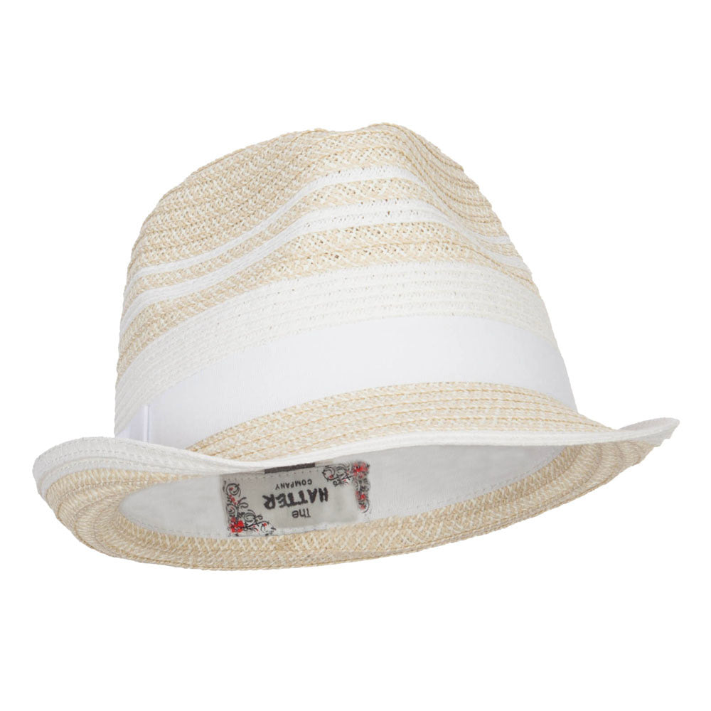 Striped Tweed Paper Braid Fedora
