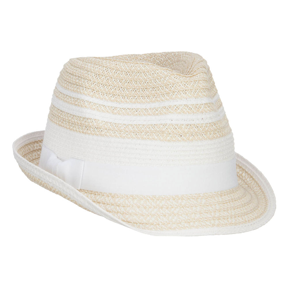 Striped Tweed Paper Braid Fedora