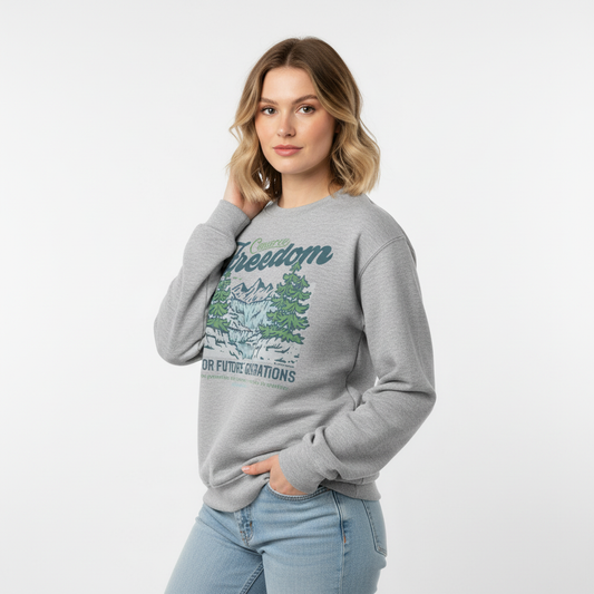 Conserve Freedom for Future Generations Organic Crewneck Sweatshirt