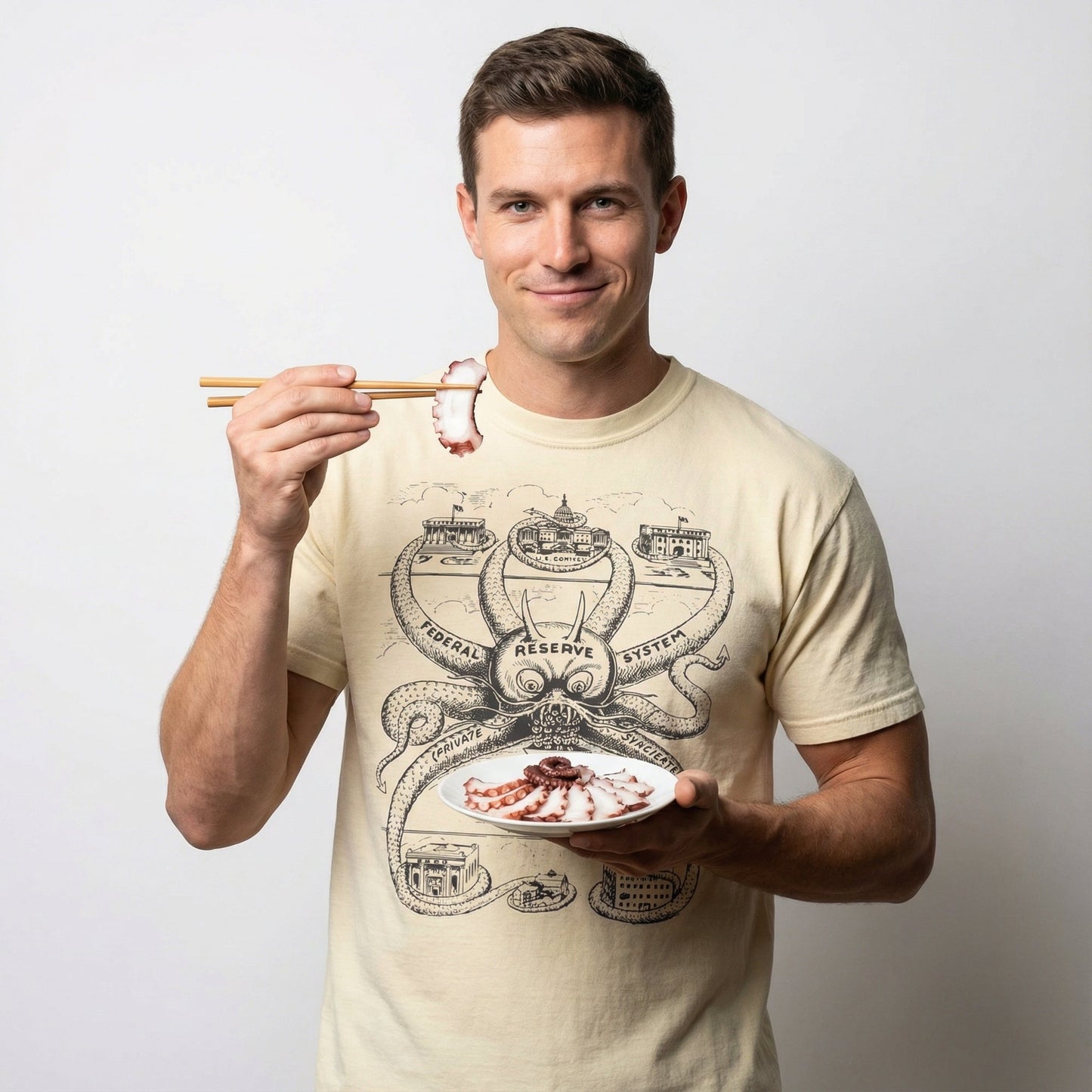 Federal Reserve Octopus Garment-dyed Heavyweight T-shirt