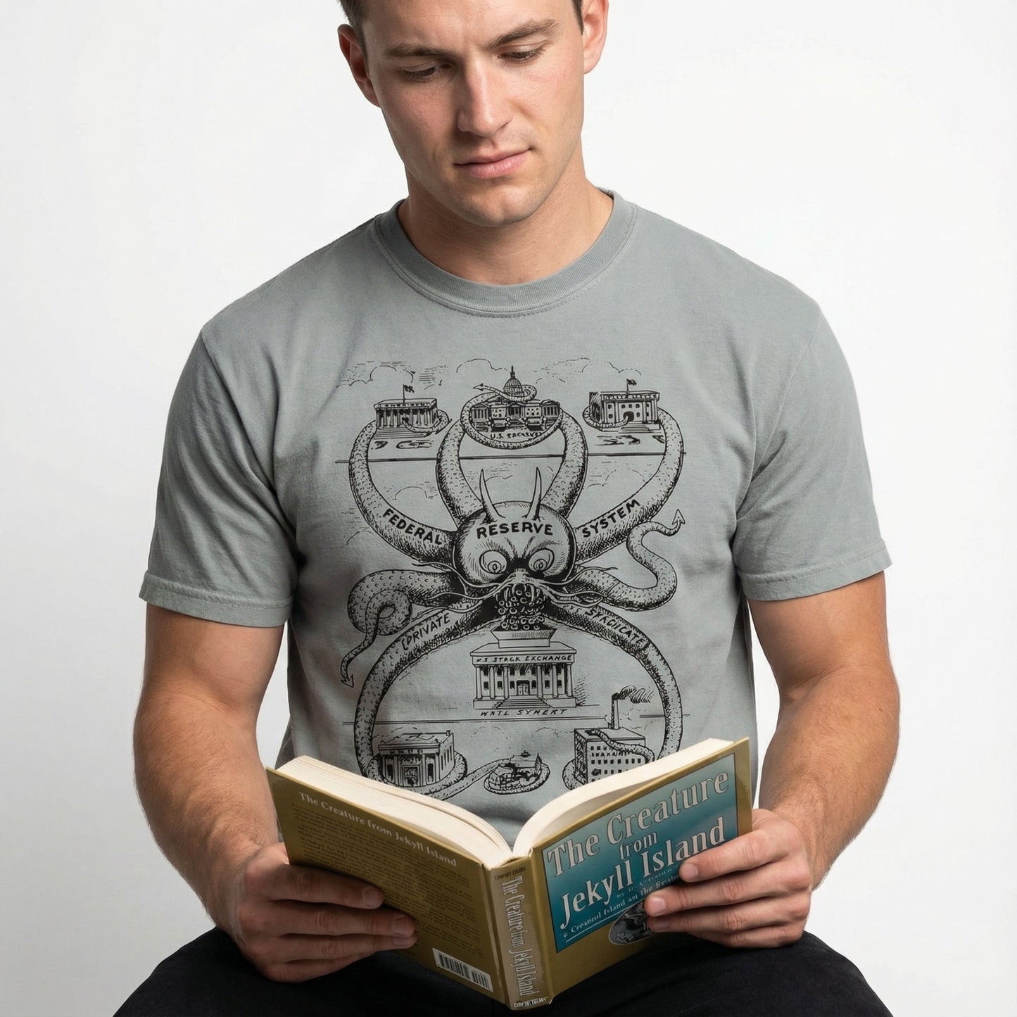 Federal Reserve Octopus Garment-dyed Heavyweight T-shirt
