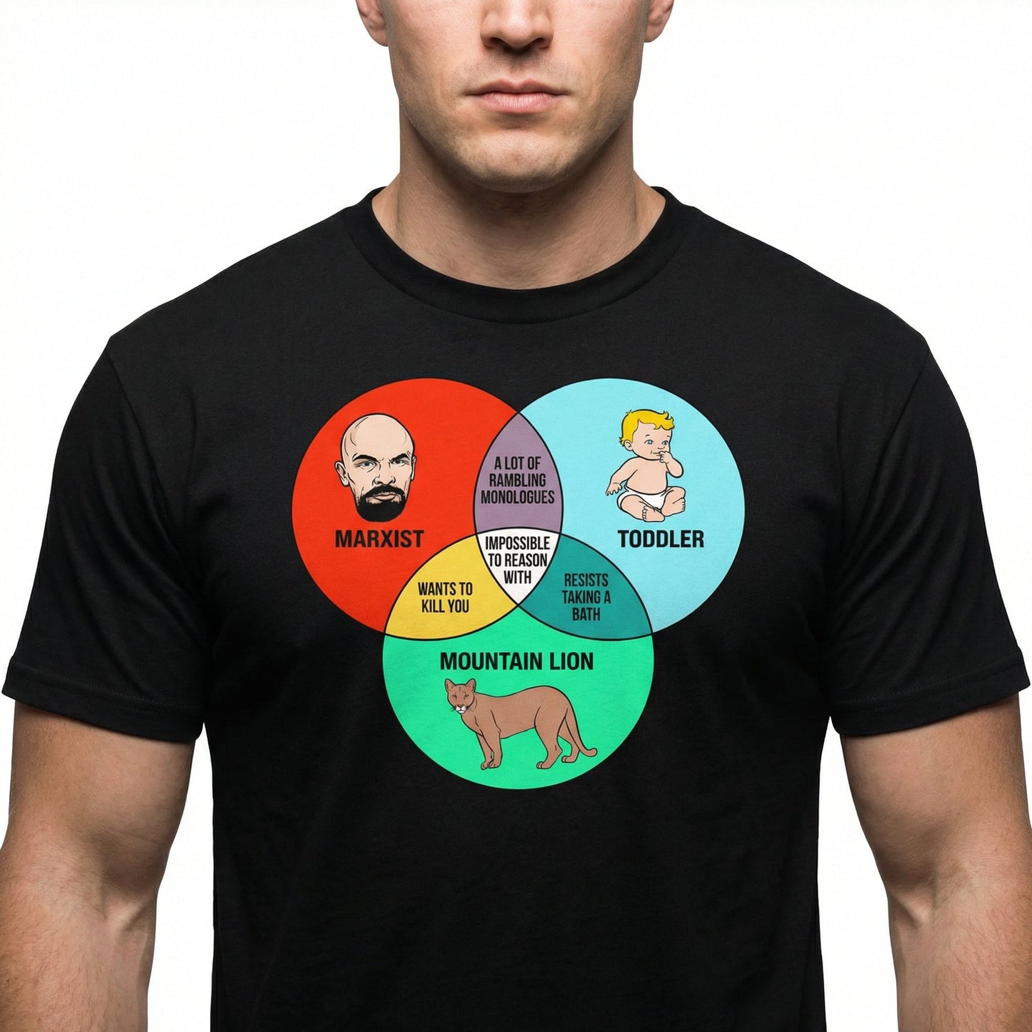 Marxist Toddler and Mountain Lion Venn Diagram Short-Sleeve Unisex T-Shirt