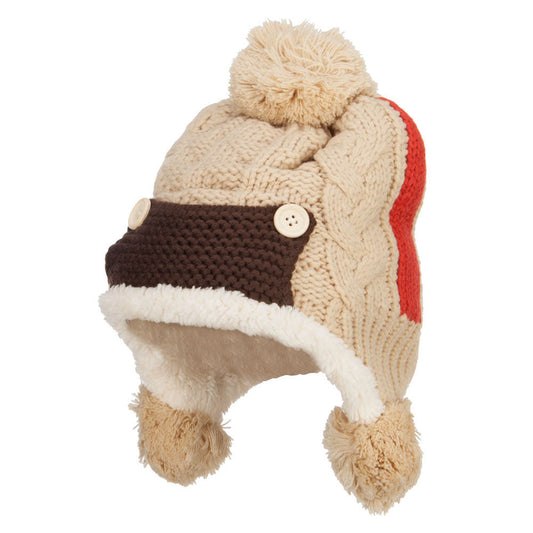 Kid's Button Patch Ski Beanie