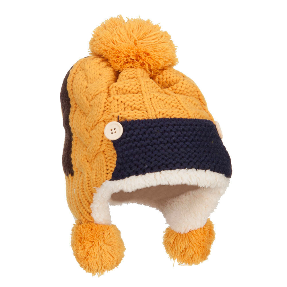 Kid's Button Patch Ski Beanie