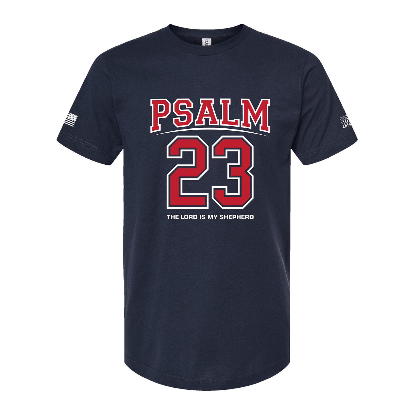 Psalm 23 Christian Shirt – Navy Bible Verse Tee / Faith & Freedom