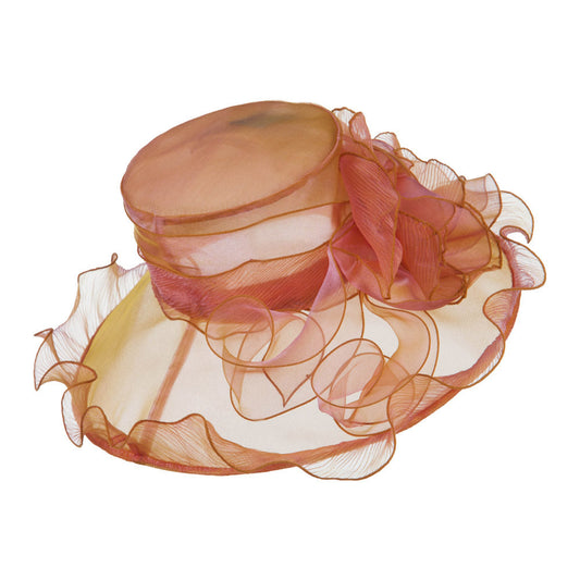 Pleated Trim Brim Ruffle Organza Hat